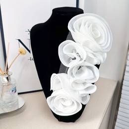 Handcrafted Lace Applique With Pleated - Romantic 3d Floral Embellishment For Wedding Dresses And Fashion Accessories
