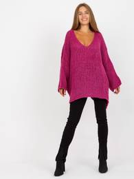 Oversized fuchsiov svetr s pdavkem vlny