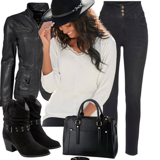 Party Outfits Rockige mit Dunkelblau/Schwarz/Dunkelgrau Default "Schönes Freizeit Outfit"Look: Workwear, Uni, Französische, Outdoor, Maritim, Coole, Rockige