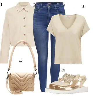Outfit met beige/Gouden Comfortabele Sandaal/Zomerschoen/Sandaal met glitter/Sandaal met klittenband Geox "Perfect voor de lente"