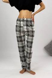 80156 Women Pyjama Bottom-WHITE-BLACK