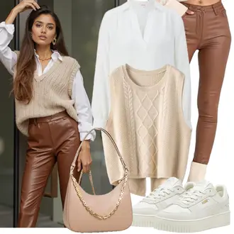 Business Outfits Sportlich mit Khaki/Beige/Grau/Hellgrau/Weiß Sommer Sneaker/Vintage Sneaker/Skateschuh/Sneaker Low/Plateau-Sneaker Puma "Perfektes Büro Outfit"Look: Streetwear, Esthetische, Sportlich, Classic, Retro, Casual