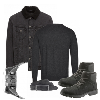 Outfit mit Blau Stiefel Rieker "DANIEL"