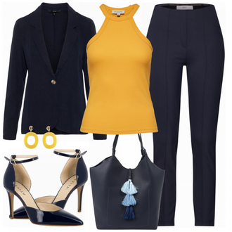 Outfit met blauw Broek Brax "EVITA"