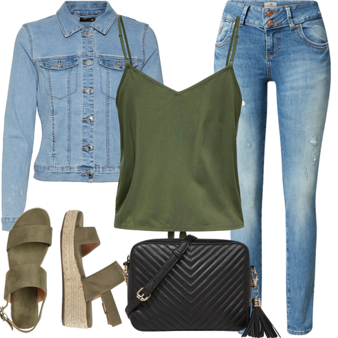 Comment poter Vert foncé/Beige/Kaki Espadrille à Talon Compensé/Chaussure d'Été/Espadrille à Plateforme/Sandales Sandale Espadrille About You avec Bleu/Bleu clair Chaussures en Cuir/Jean Coupe Slim/Bottine Cheville/Jean Push-up/Jeans avec Fente/Veste en Cuir/Vestes en cuir/Jean Taille Basse/Jean Taille Basse/Jeans avec un Trou LTB