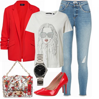Outfit mit Rot High Heel Steve Madden "Frühlings Outfit Für Damen"