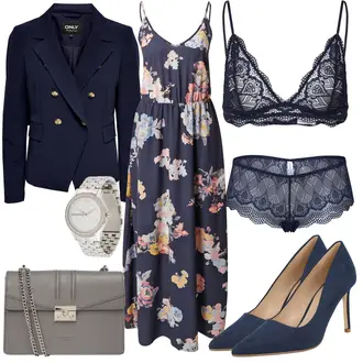 Outfit mit Dunkelblau/Blau Boxershort-Set/Brazilian-slip/Klassischer Slip/Slip/Transparenter Slip/Unterteil/Panty/Ouvert Slip/Boxershort Samsøe Samsøe "Super schönes Outfit fürs Büro"