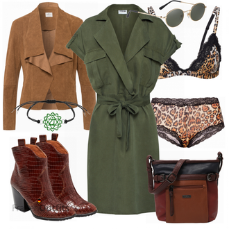 Outfit mit Dunkelgrün Kleid Große Größe/Tunika/Kleid mit Gürtel/Safari Kleid/Wickelkleid Noisy may "Perfekt für den Frühling"