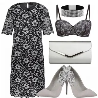 Metallic Outfit mit Grün/Grau High Heel Stiefelparadies "Glow"