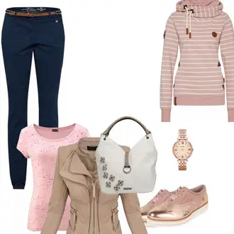 Outfit mit Khaki/Beige/Braun/Grau Cargo Rock/Minirock/Hosenrock/Lederimitatröcke/Leder Minirock/Lederröcke Rock Creek Selection "Sonnenschein"