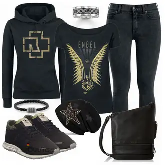 Warme Outfit mit Schwarz Hut Winter Mütze/Ohrenwärmer/Kopfbedeckung/Mütze styleBREAKER "Engel"