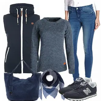 Outfit mit Schwarz Wendeweste/Leichte Weste/Reitweste/Sport Weste/Steppweste/Funktionsweste/Ärmellose Weste/Kurze Weste/Softshellweste Desires "Henley"