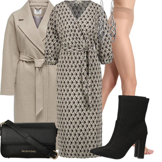 Met riem Outfit met bruin/beige/Khaki/grijs Kasjmier Mantel/Loden mantel/Wintermantel Wollen Winterjas/Wollen Fleece Mantel/Lange jas/Wollen Jas/Slip Jas JdY "Mooie herfst look"