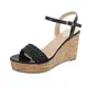 Ital Design Keilsandaletten Damen-Schuhe Keilabsatz/Wedge Keilabsatz Schnalle Sandalen Sandaletten Schwarz, Gr 37, Sl-48-