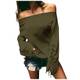 Flyshow Damen Pullover Langarmshirt Schulterfrei Rundhals Lose T-Shirt Sweatshirt Sexy Einfarbig Oberteil Blusen Damen Off Shoulder Top Herbst Winter Einfarbig Casual Tops Hemd