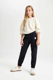 Girl's Woven Labeled Pocket Elastic Waist Leg Jogger Sweatpants