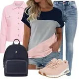 Rosa Große Jeansjacken Outfits image
