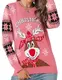 Uniexcosm Weihnachtspullover Damen Ugly Strickpulli Pullover Warm Langarm Strickpullover Rentier Winterpullover Rundhals Sweater mit Elch Motiven für Weihnachtsparty Rosa M
