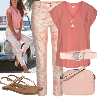 Outfit mit Rosa/Beige/Blau Schultertasche Calvin Klein Jeans "Outfit für den Sommer"