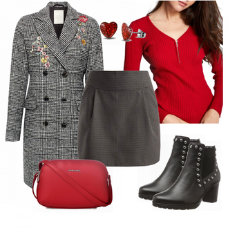 Winter Outfits Lang/Maxi mit Schwarz/Rot Hoodie morgan "MorganPully"