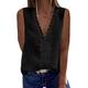 GRMLRPT Damen Bluse Chiffon Blusenshirt Hemd Spitze V-Ausschnitt Elegant Ärmellos Casual Oberteile Tops Tunika T-Shirt (Schwarz,M)
