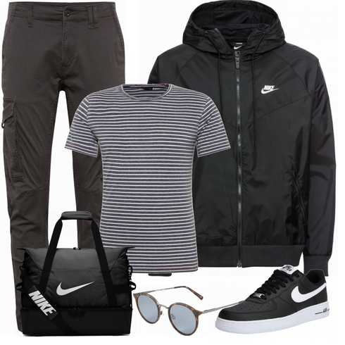 Schwarz Schultertasche Nike kombinieren