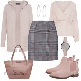 Outfit mit Grau/Dunkelgrau/Dunkelblau/Blau/Lila Short Große Größe/Strick Große/70er Minirock/Boucle Rock/Hahnentritt Rock/Minirock/Karierter Rock/Tweed Rock About You "ABOUT YOU Rock"