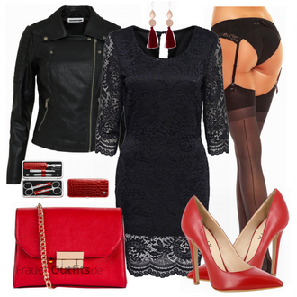 Outfit mit Schwarz/Dunkelgrün Mantel/Bikerjacke/KunstLederjacke/Lederjacke/Motorradjacke Noisy may "Only"
