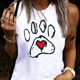 Women's Plus Size Casual Tank Top With Dog Paw - Comfortable, Loose Fit, Polyester Sleeveless Shirt For Spring And Summer, Relaxed Fit