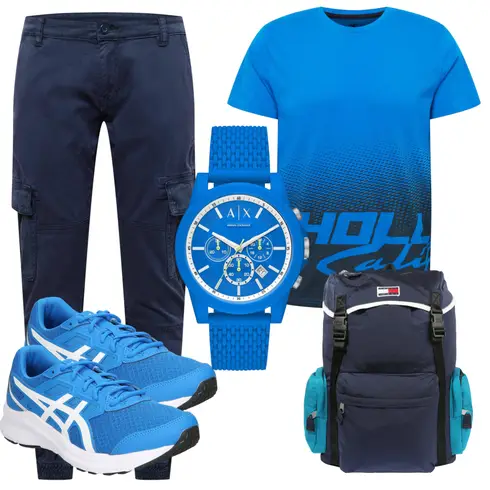 Blau/Hellblau/Dunkelblau Zip Off Hose/FunktionsHose/Cargo-JoggingHose/CargoHose Urban Classics kombinieren