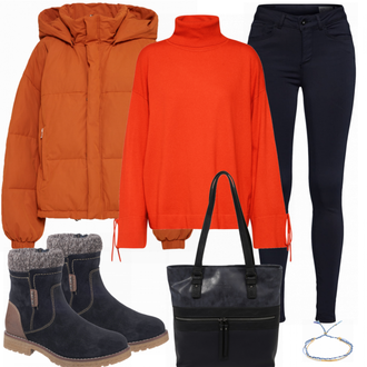 Outfit mit Blau Stiefel Tom Tailor "Gummis"