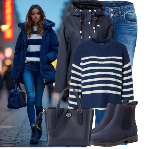 Blau/DunkelBlau Rundhals-Strickjacke/Wolle Strickjacke/Strickjacke Gefüttert/Kurze Strickjacke/Vintage Strickjacke/Stehkragen-Strickjacke/Gestreifter Pullover/Einfacher Pullover/Crop Pullover Pieces kombinieren