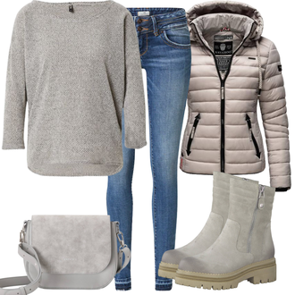 Outfit sa Bež/Kaki/Smeđa Prošivena Jakna/Zimska Jakna/Termo Jakna/Outdoor Jakna/Izolacijska jakna/Skijaška jakna/Jakna s Patentnim Zatvaračem sa strane/Puferica Jakna/Ljetna pod-jakna/Donja Jakna/Jakna s Kapuljačom Navahoo "Udoban zimski outfit"