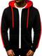 OZONEE Herren Kapuzenpullover Sweatjacke Sweatshirt Farbvarianten Kapuzenjacke Kapuzenpulli mit Reißverschluss Langarm Hoodie Sport Style Casual Fitness Training Basic 777/7471B SCHWARZ-ROT M