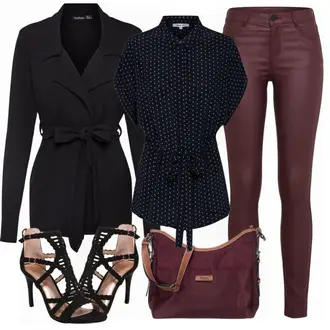 Outfit mit Schwarz High Heel/Sandalette Bullboxer "About You Bluse"