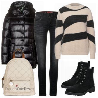 Outfit mit Schwarz Stiefel Superdry "Herbstlicher Look"