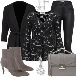 Winter Outfits mit Schwarz/Dunkelblau/Dunkelgrau Lederjacke/Blazerjacke/Blusenblazer/Boyfriend Blazer/Eleganter Blazer/Strick­blazer/Longblazer/Oversize Blazer/Kurzblazer/Sweatblazer/Lederjacke für Männer/Lederjacke Sisters Point "Heine"