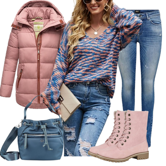 Winter Outfits Festlich mit Blau/DunkelBlau Pullover HEYPORK "Perfekt für den Winter"Look: Stil, Boyfriend, Western, Attraktive, Schön, Festlich, Mom, Girlfriend, Casual, Kuschel, Hippie, Boho