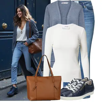 Outfit mit Grau/Dunkelblau/Blau/Hellblau Strick Große/Sweatmode/Kaschmir-Strickjacke/Baumwoll Strickjacke/Lange Strickjacken/Winter Strickjacke/Wolle Strickjacke/2-in-1 Pullover/Kapuzenpullover/Longpullover/Nicki Pullover/Stillpullover/Einfacher Pullover/Wollpullover Only "Modisches Freizeit Outfit"