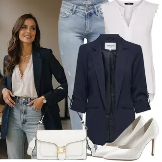 90er, Stil Outfit mit Hellblau/Blau Lederjacke Only "Modisches Frühlingsoutfit"Look: Rap, Stil, Schön, Coole