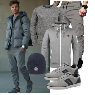 Streetwear Outfit mit Khaki/Hellgrau/Grau/Dunkelgrün Freizeithose/Sporthose/Jogger Hose/Funktionshose/Cargohose/Cargo-Jogginghose/Capri Elegancity "Freizeit Outfit"Look: Schick, Uni, Goa, Stil, Hip Hop, Techno, Coole, Workwear, Casual, Schön, Smart Casual, Moderne, Unisex, Streetwear, Nahtlos, Elegant
