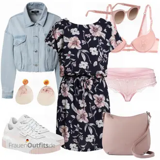 Elegant Outfit mit Rosa/Blau Kleid Große Größe/Klassische Tunika/Elegante Tunika/ausgefallene tunika/Druckbluse/Kurzarmbluse/Kurzarm-Tunika/Tunika A-linie/Tuniken-Shirt/Kleid mit Gürtel/Blusenkleid/Lässiges Kleid/Chiffon Kleid/Bedrucktes Kleid/Etuikleid/Sommerkleid/Tunika Kleid/Tunika Only "Sommerblumen"Look: Rap, Edel, Elegant, Mom, Schön, Overdressed, Romantisch, Uni