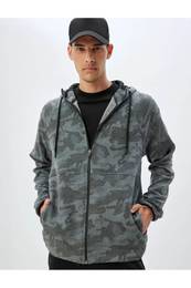 Hooded Zippered Scuba Fabric Gray Men's Sweatshirt