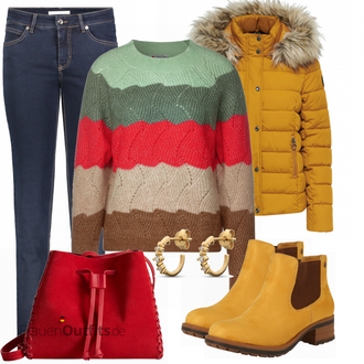 Outfit mit Gelb Stiefel Rieker "Herbst Outfit in warmen Farben"