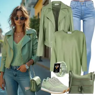 outfit mit Rjava/Črna/Zelena/Roza/Rumena Sintetična jakna/Bluzon/Box jakna/Trajnostna Jakna/Jakna iz Umetnega Usnja/Crop Jakna/Kratka Jakna Trendyol "Popolno za pomlad"