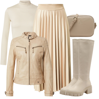 Oblečení se sukní Dlouhé Zima s Hnědá/Bílá/Béžová/Khaki Roláková Košile Edited "Outfit na podzim"
