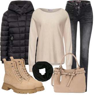 Outfit mit Beige Stiefel VERO MODA "Trendiger Winterlook"