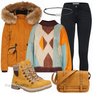 Outfit mit Gelb Stiefel Rieker "VILA Pullover"