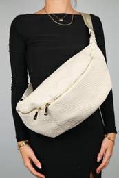 VENTA Beige Knitted Women's Large Waist Bag