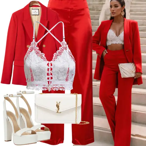 Kombinace Červená Široká Kalhoty/Marlene Kalhoty/Culotte Kalhoty/Palazzo Kalhoty/Mušelínové kalhoty/Mrkvová Kalhoty/Kalhoty s Vysokým Pasem SOAKED IN LUXURY